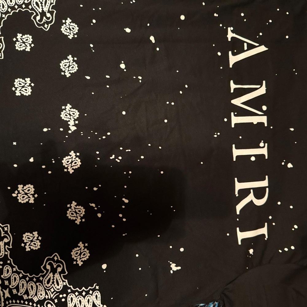 AMIRI Black Tee with White Bandana Graphic
